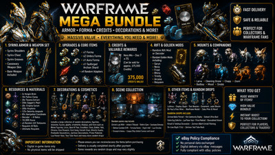 Warframe Mega Bundle   Syrinx Armor, Forma, Credits, Mods & Decorations  