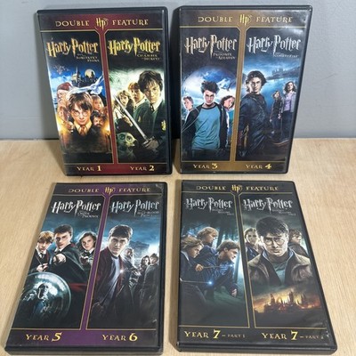 (Lot of 4) Harry Potter Double Feature DVDs Complete Years 1-8 (8 Discs) VG+