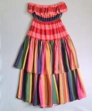 Farm Rio Mixed Stripes Strapless Maxi Dress Women’s Size Medium Multi-Color