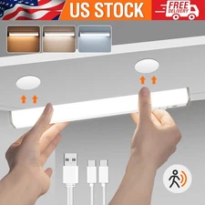 2X LED Motion Sensor Cabinet Closet Lamp USB Rechargeable Wireless Strip Light