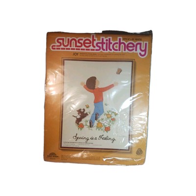 Vintage Sunset Stitchery Needlepoint Jump For Joy 100% Wool Embroidery Kit 2702