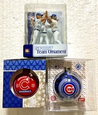 CHICAGO CUBS ~ Lot Of 3 Ornaments ~ FOREVER & TOPPERSCOT ~Glass Balls & Team~VG+