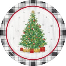 Holiday Tree 9 Inch Plates Paper 8 Per Pack Winter Tableware Supplies Decoration