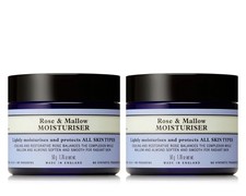 2x Neal's Yard Remedies - Rose & Mallow Moisturiser Cream 50g - NEW & Sealed 