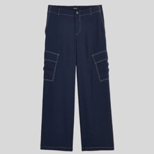 Madewell Pull-On Utility Pants Deep Indigo White Stitching Size 12 NWT