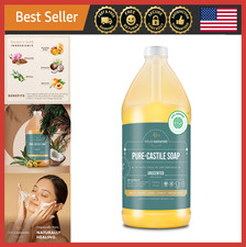 Unscented Natural Castile Soap Liquid, Palm Oil Free, Vegan, Mild, 64 oz