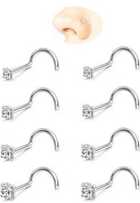 Nose Rings Studs: 8Pcs 20G Gold/Silver 316L Surgical 8pcs/Screw/20G/Silver