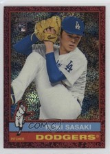 2025 Topps Heritage Chrome Burgundy Sparkle Refractor Roki Sasaki #224 Rookie RC