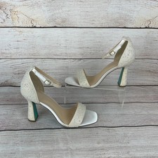 Betsey Johnson Dani Womens Sz 9.5M Open Toe Heels Bridal Wedding Pearl White