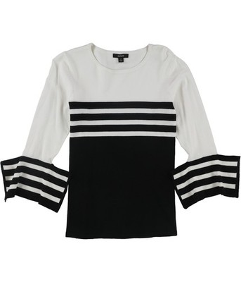 Alfani Womens Colorblock Stripe Pullover Sweater, Black, Petite, PP/PXS
