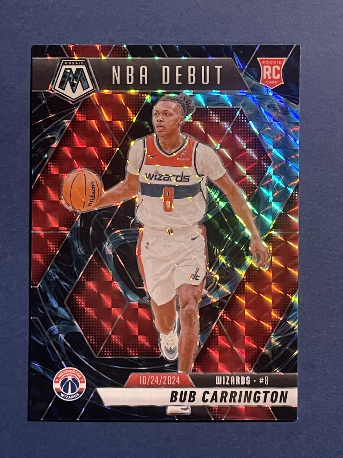 2024-25 Panini Mosaic NBA Debut Bub Carrington #259 Genesis Mosaic Prizm (RC)