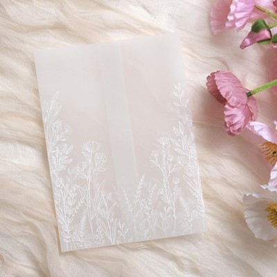 50 Pack Vellum Jackets for 5x7 Invitations - Pre-Folded 130GSM Translucent Pa...