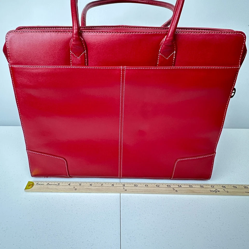 Targus Rojo Imitación Cuero Laptop Bolso de Mano Maletín Bolso de Hombro Artículo Usado Foto 2 de 4