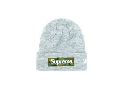 Supreme New Era Box Logo Beanie Heather Grey 23FW