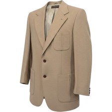 Vintage Lanvin Paris Bonwit Teller Mens Camel Hair Blazer Tan Scotland Woven