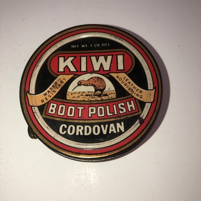 Vintage KIWI BOOT POLISH Tin -   Cordovan  - Metal Disk - Almost Empty