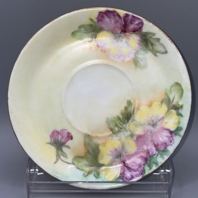 Antique Rosenthal Bavaria 5'' Saucer Hand Painted Pansies Signed Edna Frecker