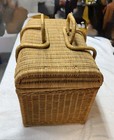 Vintage Wicker Picnic Basket Set w Plates, Glass, Cutlery and Drawstring Bags — photo 3