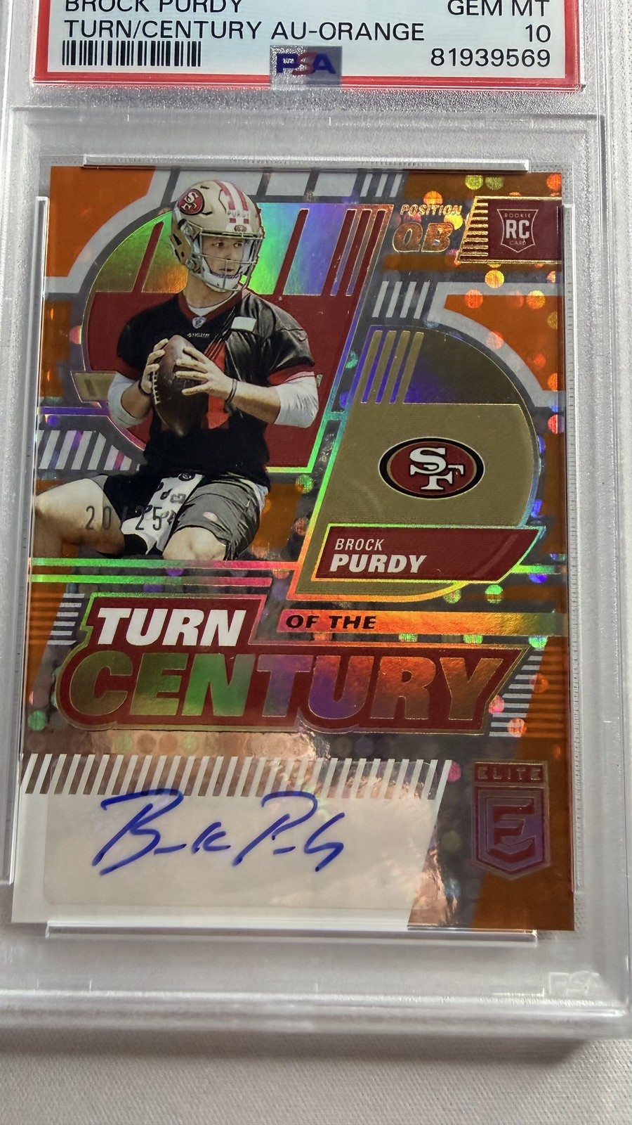 2022 Panini Donruss Elite Brock Purdy RC Auto 20/25 PSA 10 #TC-70 + view 4