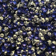 5mm Cup Sequins Blue Silver Metallic Embossed Texture Made in USA