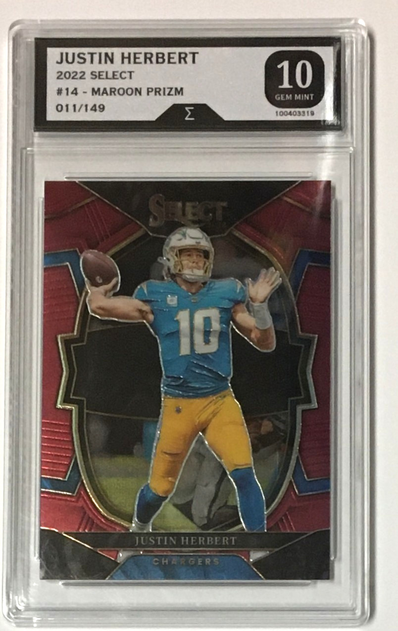 2022 Panini Select - Concourse Justin Herbert #14 Red Prizm /99 GEM MINT 10