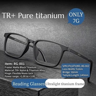 Progressive Multifocal Reading Glasses for Men Blue Light Blocking Titanium Arm