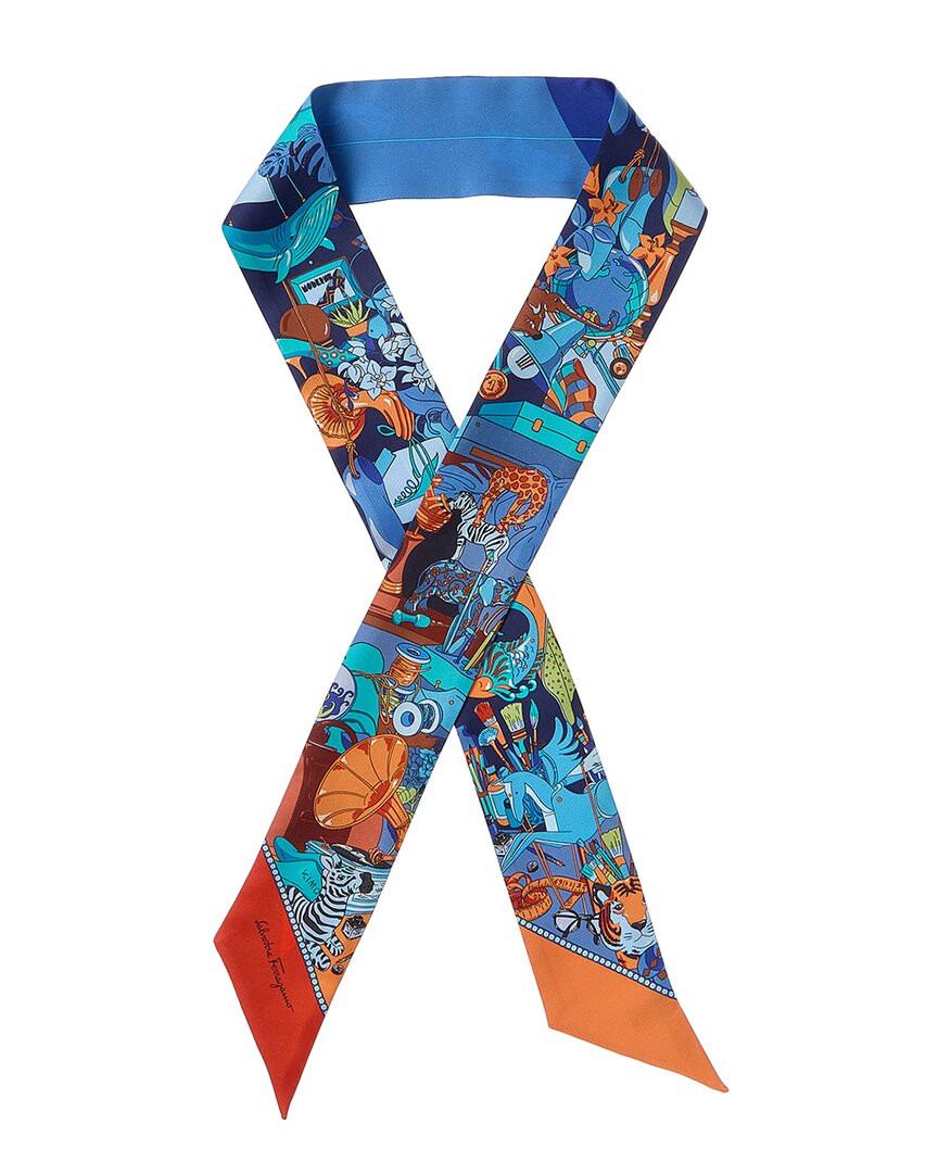 Шелковый бант на шее от Ferragamo Женский синий 19090₽