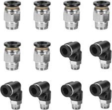 12 Pcs Push to Connect Fittings 1/4 Inch Tube OD X 1/8 Inch NPT Thread Pneumatic