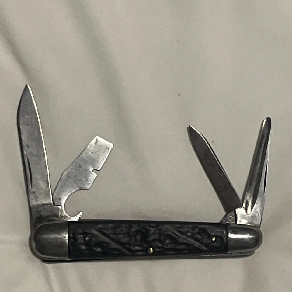 Robison Co. Cutlery 1906! Sleeve board, four blades,Super rare Stag Scales,punch - Image 3 of 4