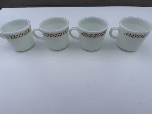 (4) Vintage 6 oz. Pyrex Regency Pattern Coffee Mugs Cups #718, Tableware