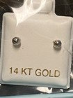 NEW. SEALED. 14K WHITE GOLD POLISHED ROUND BALL STUD EARRINGS WITH SCREW BACKING — photo 3