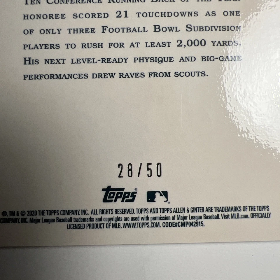 2020 Topps Allen & Ginter Chrome Refractor /50 JK Dobbins #152 Rookie RC - Image 3 of 4