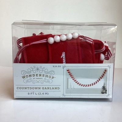 Wondershop Felt Mittens Christmas Countdown Calendar Garland String 8 Ft NEW Red
