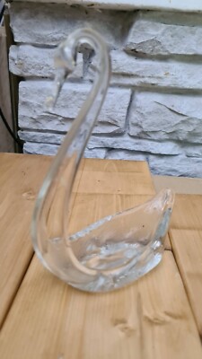 RARE! THOMAS WEBB CRYSTAL GLASS SWAN W/PARTIAL BLK STICKER  3 1/2'' x 3 1/2'' 1920
