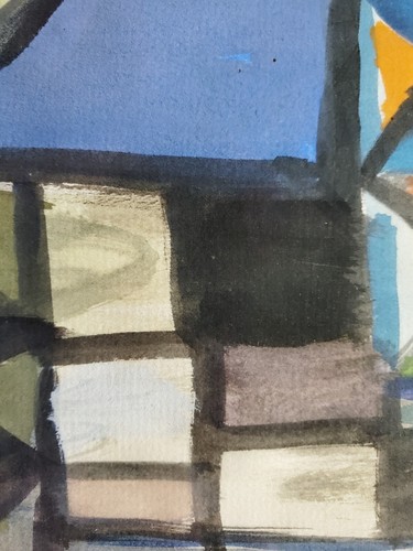 Gemälde Aquarell Stadtansicht Abstrakt Gerda Henning Signiert Nachlass - Bild 9 von 10