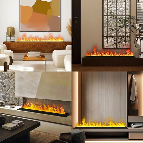 3D Water Vapor Electric Fireplac with Dual-mode Water Supply System,Flame Color - Picture 36 of 63