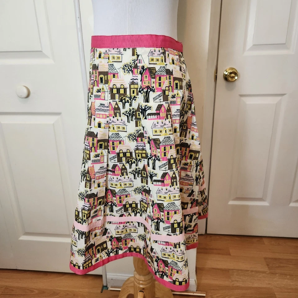 Falda Bernardo Talla 6 Mujer Rosa Estampado Pueblo Algodón Patinador Informal Fiesta Aline Foto 4 de 4