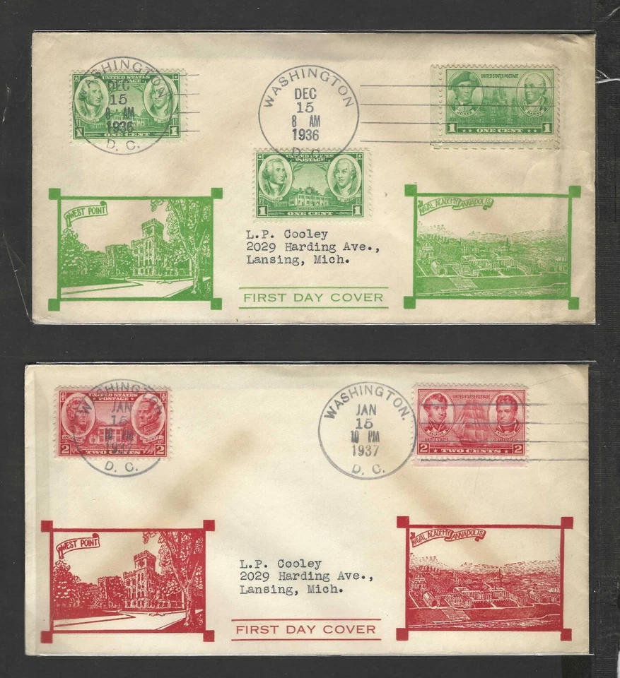 US 1936-1937 US NAVY SET ON 5 FCDS WITH WEST POINT & NAVAL ACADEMY - Image 2 of 3