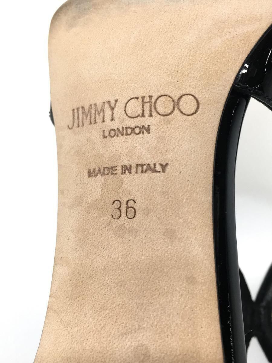 JIMMY CHOO Sandals 36 Black Enamel Asia95 Patent Leather