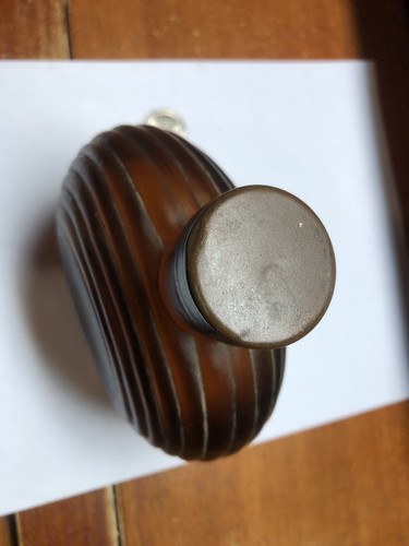 Vintage Owens Illinois Glass Art Deco Round Ribbed Satin Finish Bottle W Cap - Picture 3 of 8