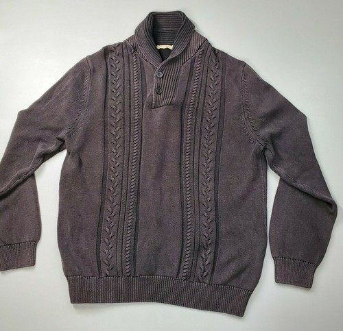 Paradise Collection Men's Pullover Sweater Shawl Neck Ribbed Textured Size L - Picture 2 of 9