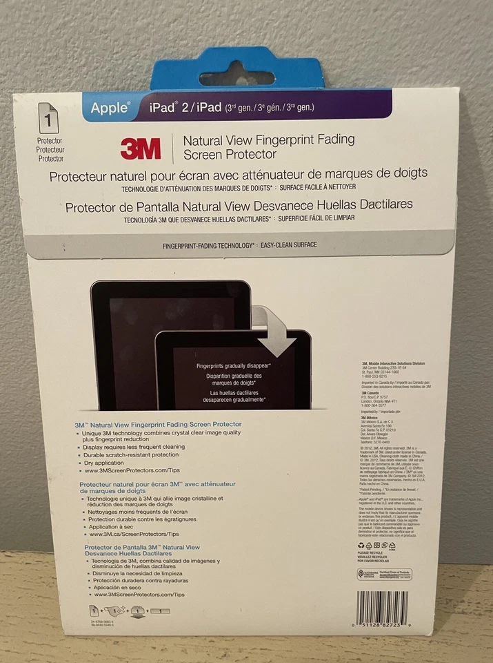 3M Natural View Fingerprint Fading Screen Protector Apple iPad2 &3rd Generation  - Image 2 of 2