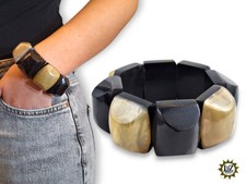 Bracciale Etnico in osso e corno di bufalo - Braccialetto Tribale stile Africano