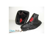 Cuffia leva cambio e freno Alfa GIULIETTA vera pelle nera+ricamo