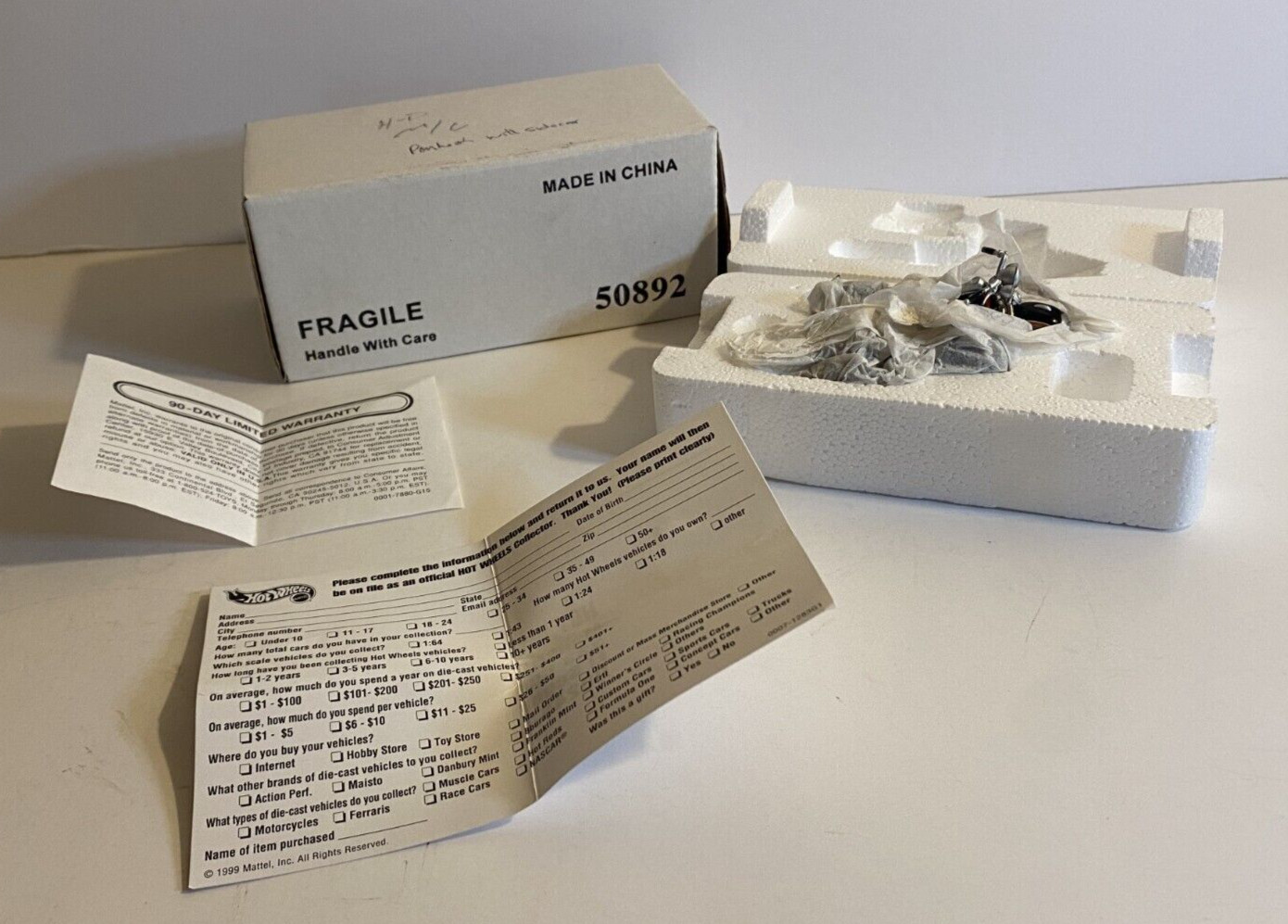 Mattel Hot Wheels Red Line #50892 Harley-Davidson 1948 Pan-Head w/ sidecar & Box