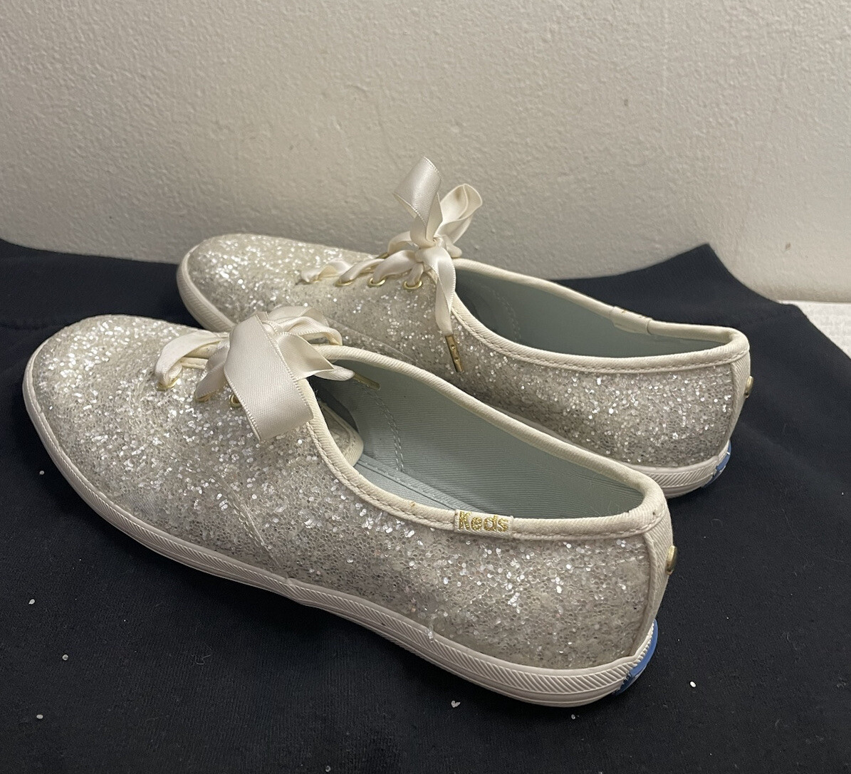Keds Kate Spade Shoes White Silver Glitter Sneakers … Gem