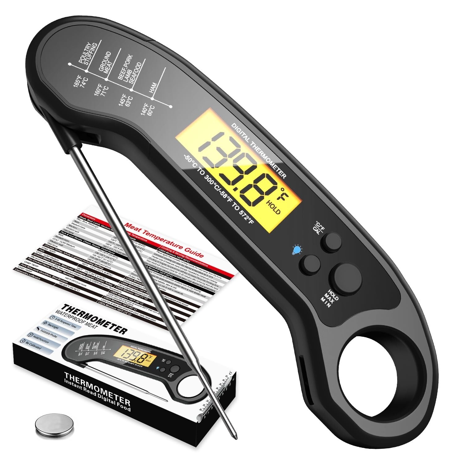 Meat Thermometer Digital Read Food Thermometer for Grilling and Cooking with Bac-image