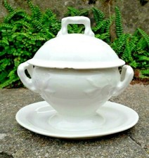 MOUTARDIER ANCIEN BLANC EN PORCELAINE DE LIMOGES JEAN POUYAT 19ème 