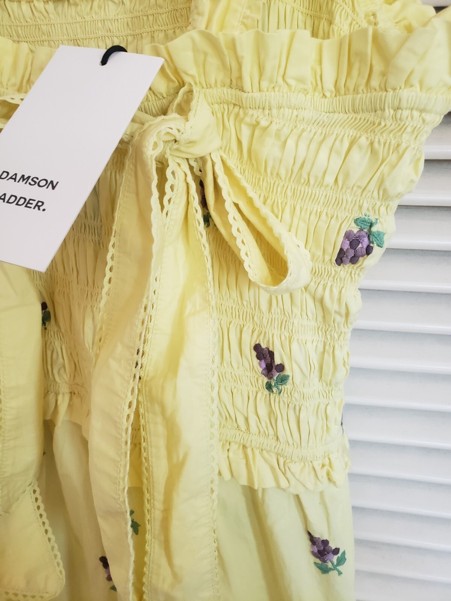 Damson Madder Tish Poplin Midi Dress Grape Embroidery NWT - Sz 16UK/12US |  eBay