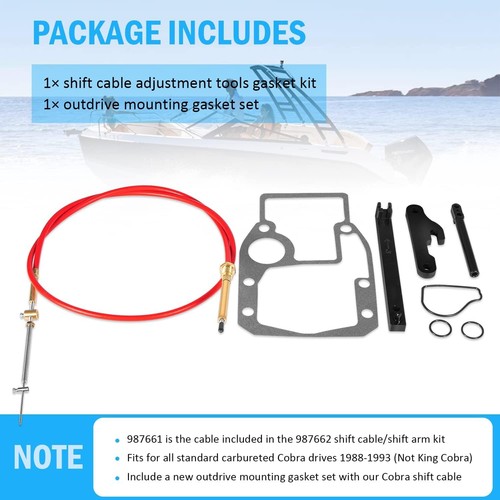 987661 Lower Shift Cable kit for 1988-1993 OMC Cobra Sterndrive, Sierra 18-2245 - Afbeelding 4 van 9